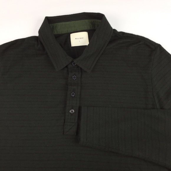 Billy Reid Other - Billy Reid Mens Navy Green Long Sleeve Polo Sz L
